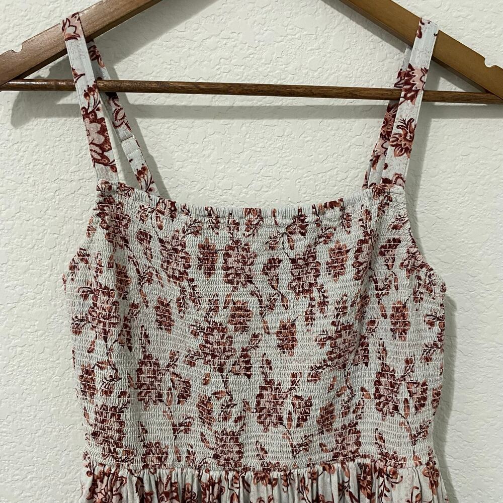 Old Navy Smocked Floral Midi Dress Womens S Pink Gray Adjustable Straps - Picture 4 of 8